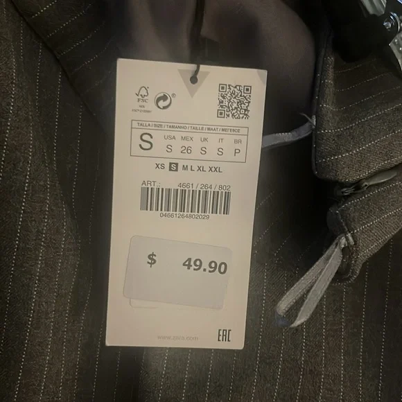 NWT Zara Strapless Bandeau Pinstripe Mini Dress Gray - Picture 5 of 7